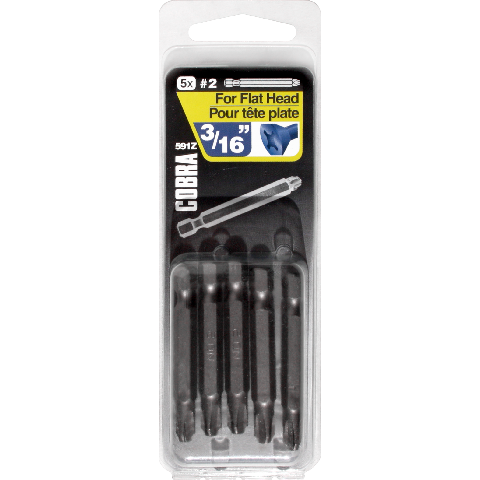 #2x2" Phillips Bit for 3/16" Flat Head Concrete Screw (5 Pack)