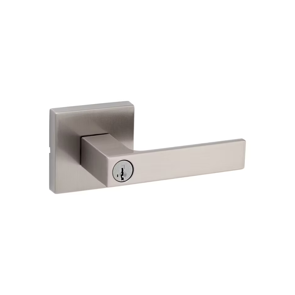 Singapore Lever (Square) - Entry Keyed - featuring SmartKey Satin Nickel