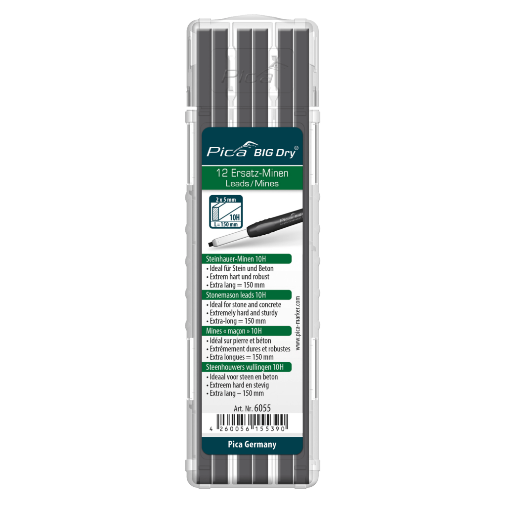 Pica BIG Dry Longlife Construction Marker Stonemason Graphite Leads (12/Pack)