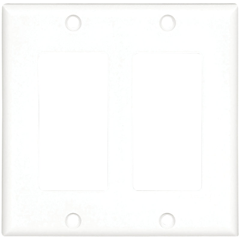 Eaton 2152W-BOX Wallplate, 4-1/2 in L, 4.56 in W, 2-Gang, Thermoset, White, High-Gloss