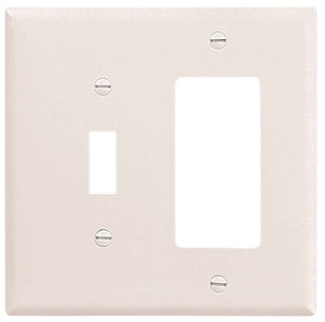 Eaton Wiring Devices 2153W-BOX Combination Wallplate, 4-1/2 in L, 4-9/16 in W, 2 -Gang, Thermoset, White