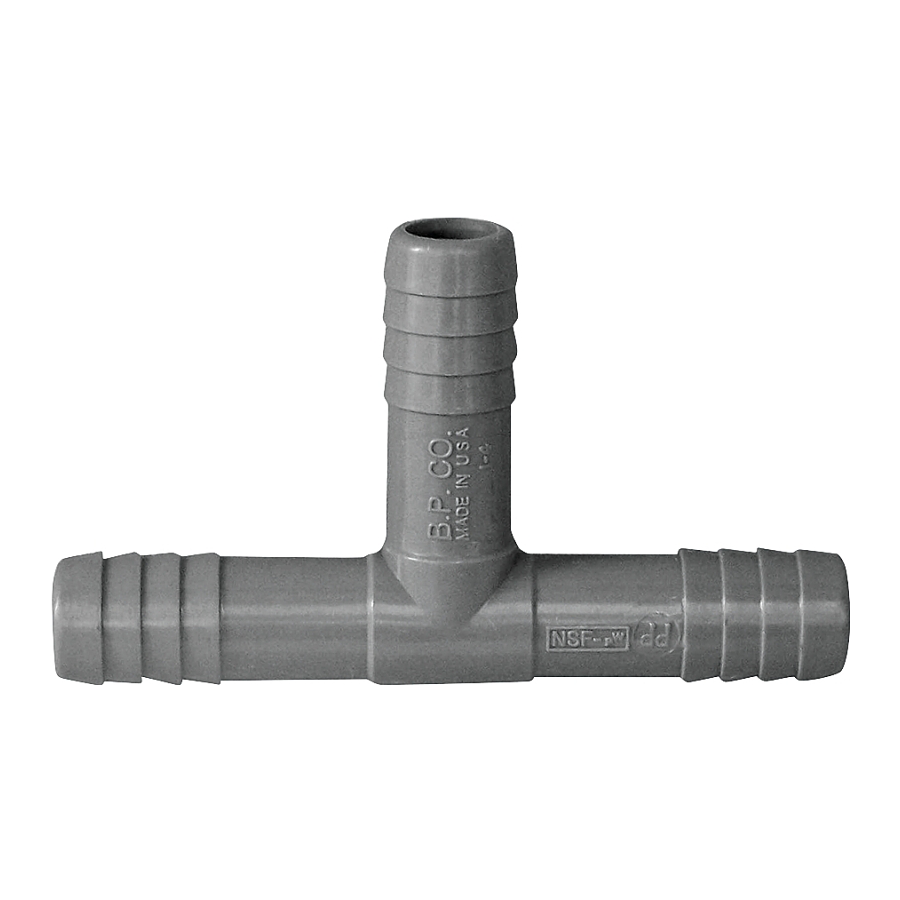 1/2" Polyethelyne Barbed Tee Fitting, Gray