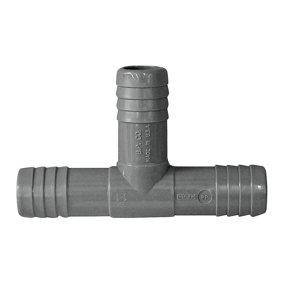 3/4" Polyethelyne Barbed Tee Fitting, Gray