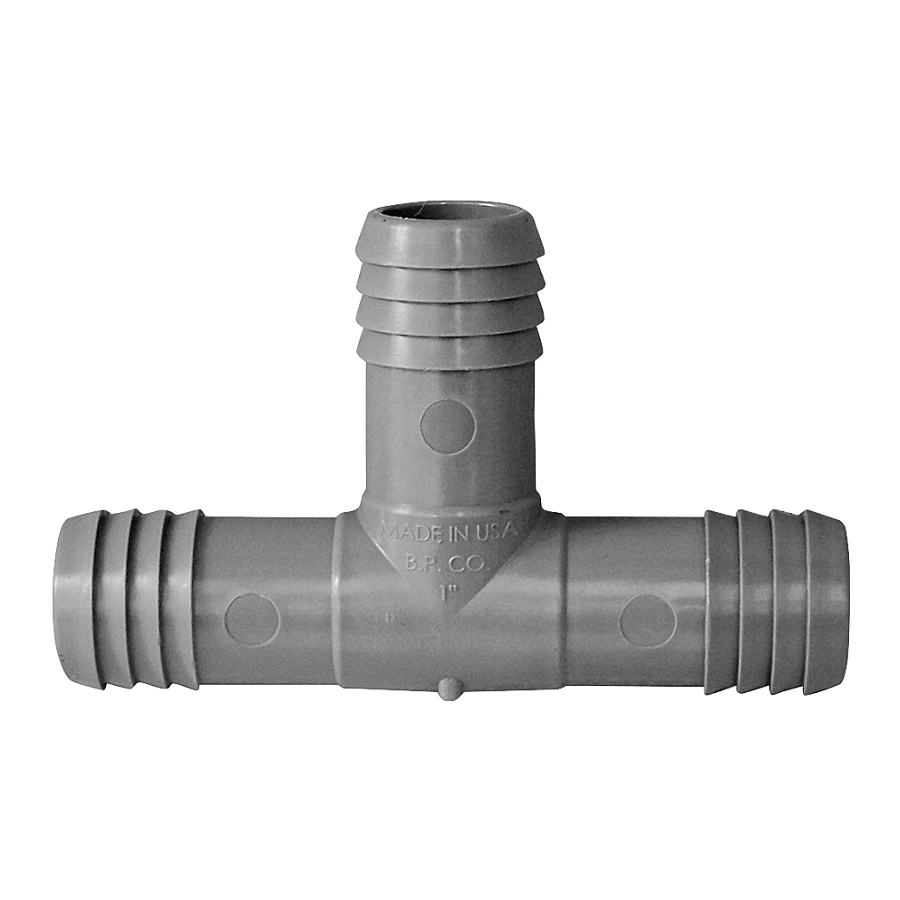 1" Polyethylene Barbed Tee Fitting, Gray