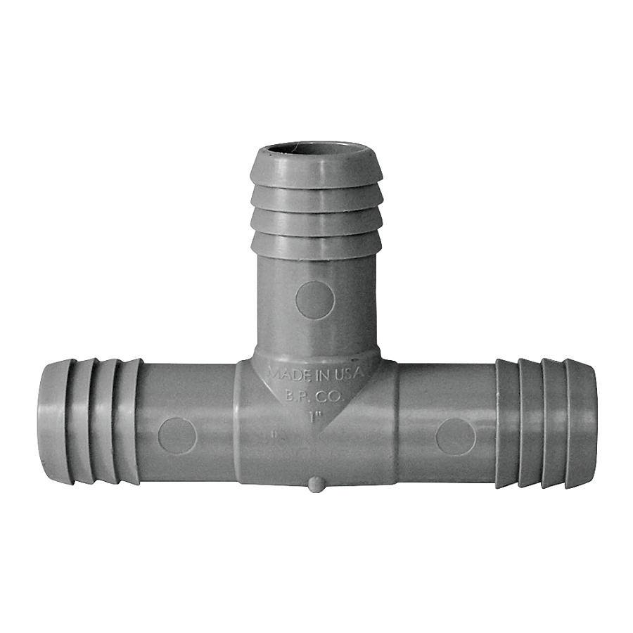 1" Polyethelyne Barbed Tee Fitting, Gray