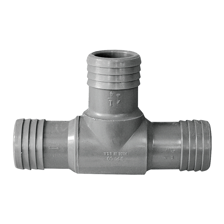 1-1/4" Polyethylene Barbed Tee Fitting, Gray