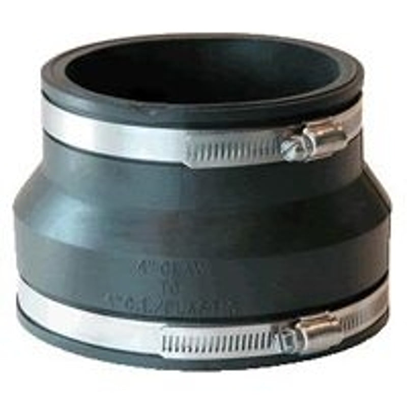 Flexible Coupling, 4 x 4 in, PVC, Black, 4.3 psi Pressure