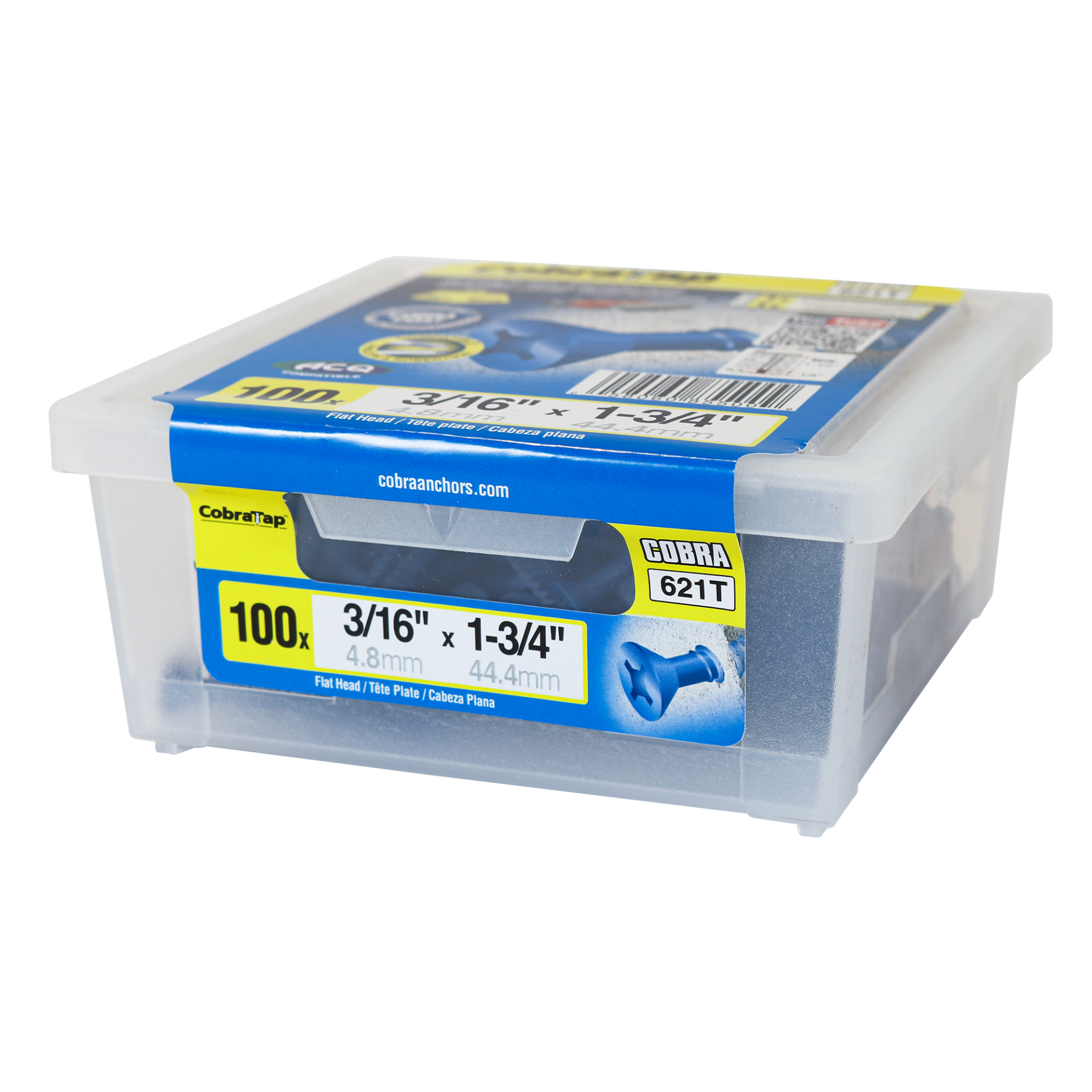 3/16"x1-3/4" Flat Head CobraTap Concrete Screw (100/Box)