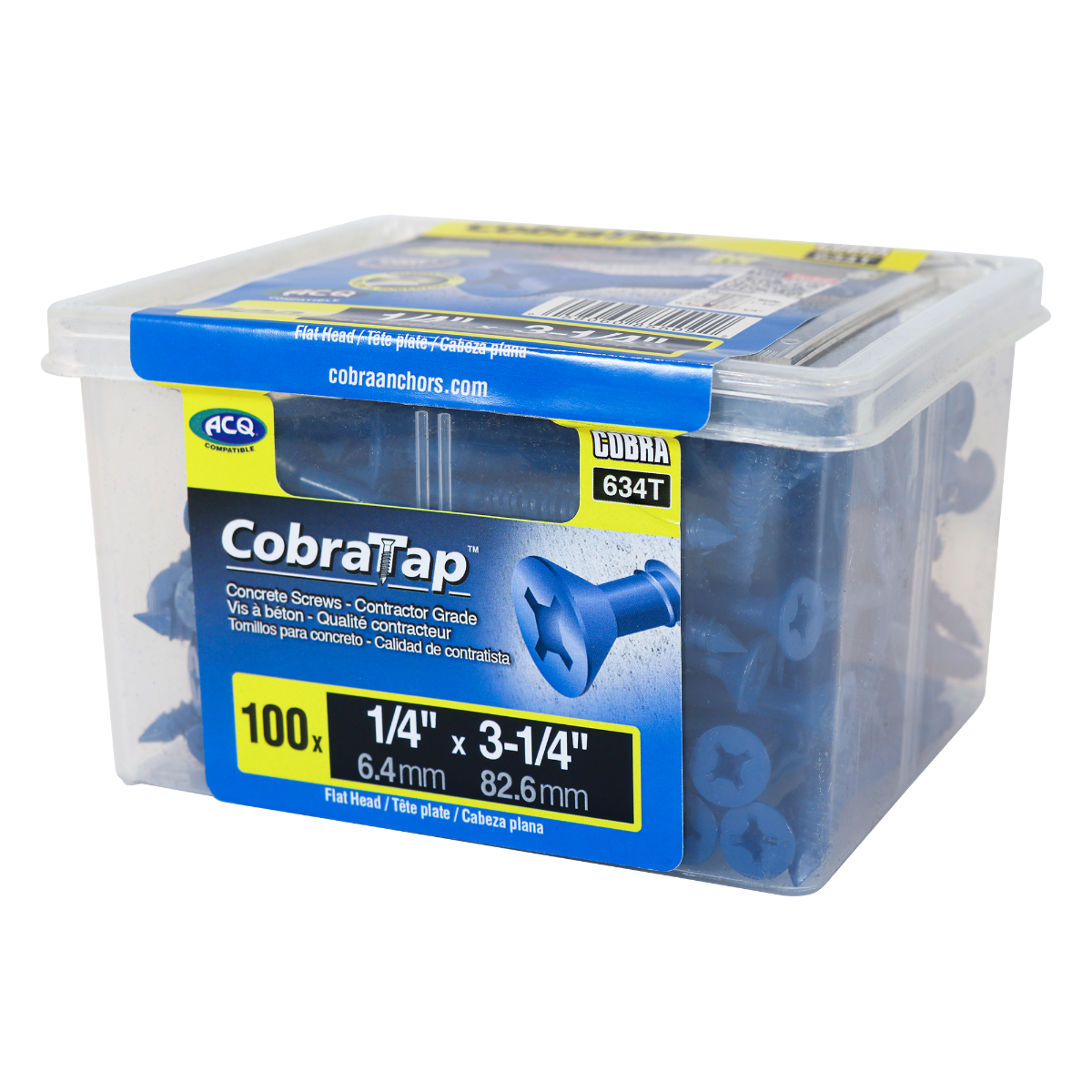 14"x3-1/4" Flat Head CobraTap Concrete Screws (100/Box)