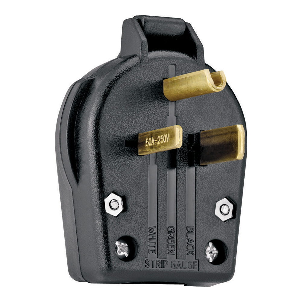 PLUG 3WIRE GROUND ANGLE BLACK