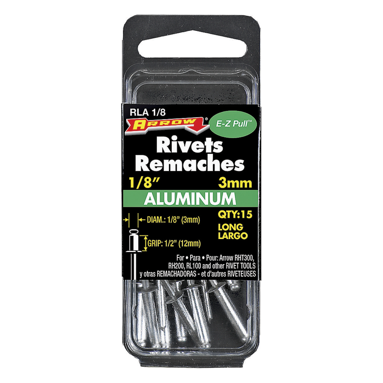 1/8"x1/2" Long Aluminum Rivet (15/BX)