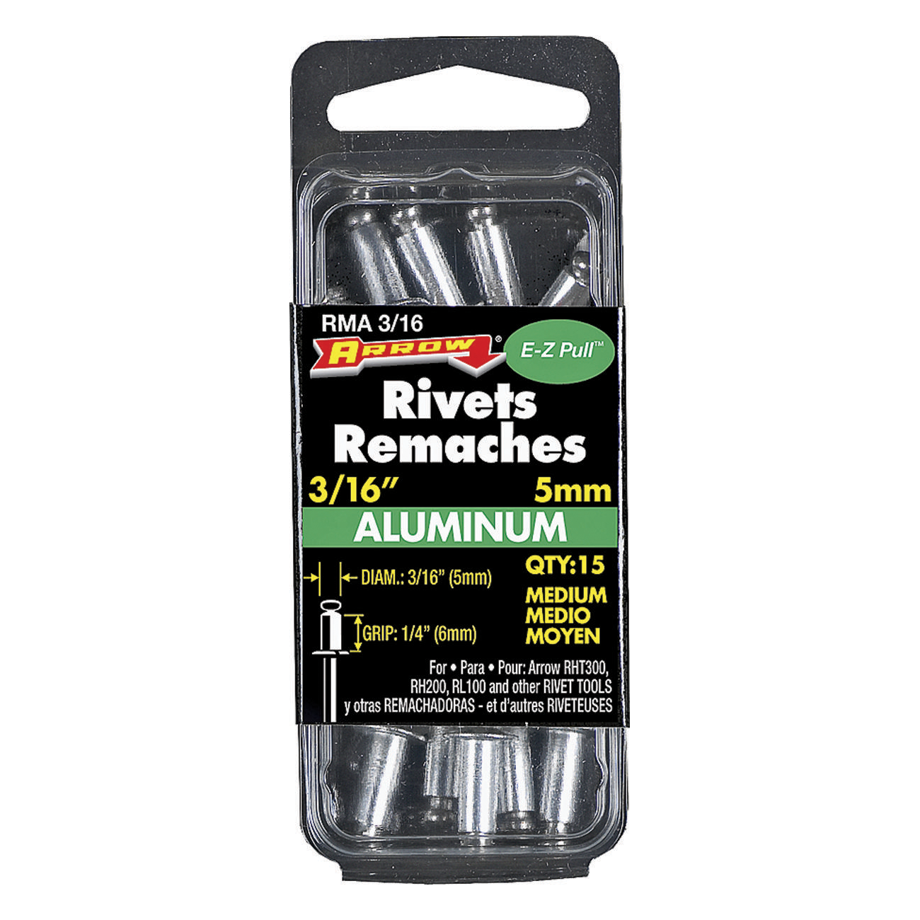 3/16"x1/4" Medium Aluminum Rivet (15/BX)