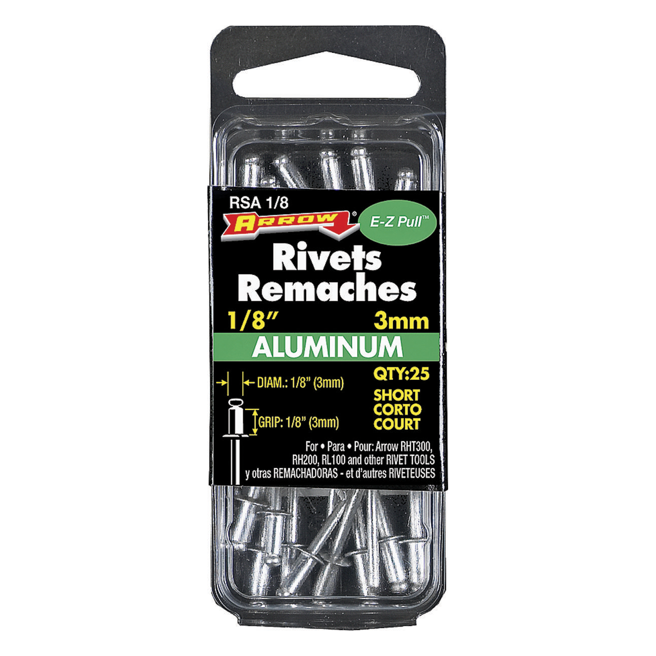 1/8"x1/8" Short Aluminum Rivet (25/BX)