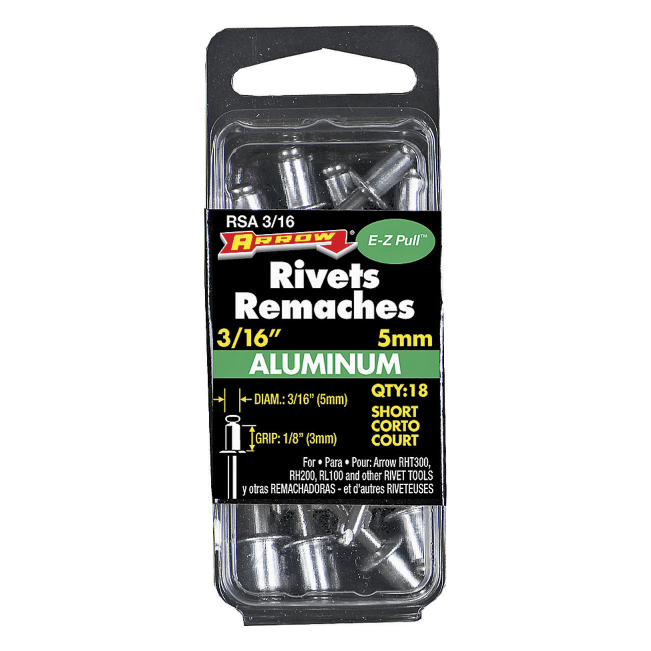 3/16"x1/8" Short Aluminum Rivet (18/BX)