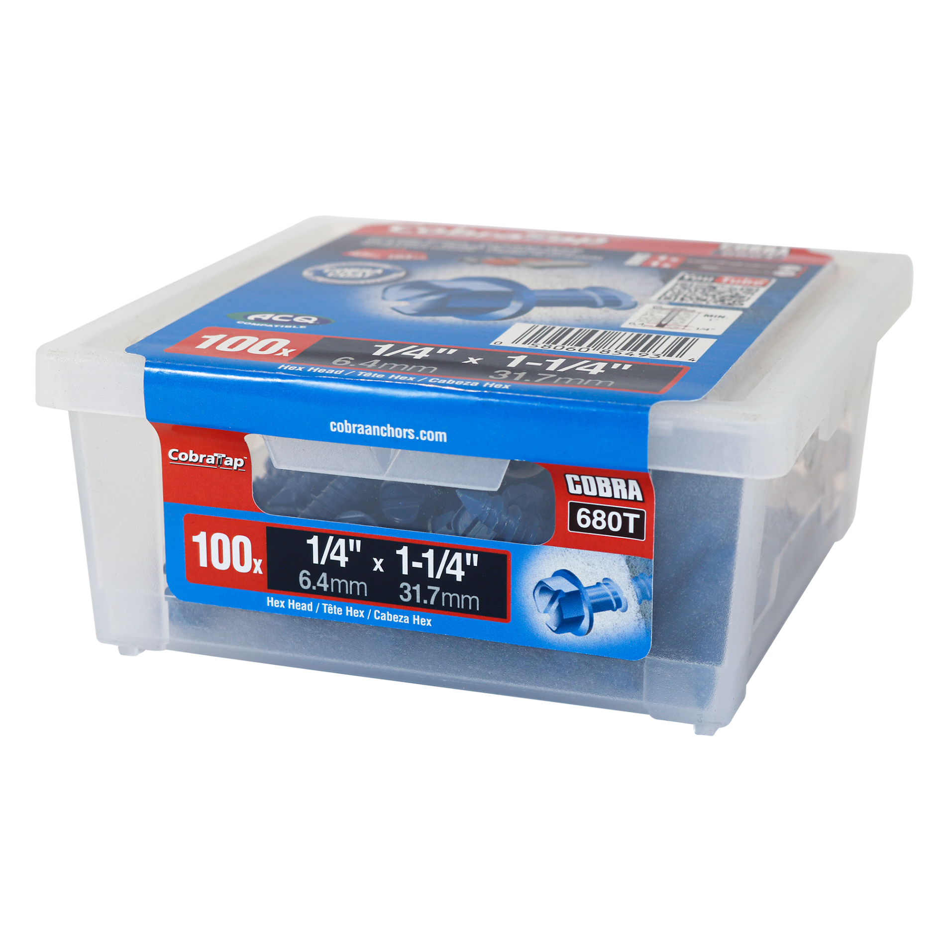 1/4"x1-1/4" Hex Head CobraTap Concrete Screws (100/Box)
