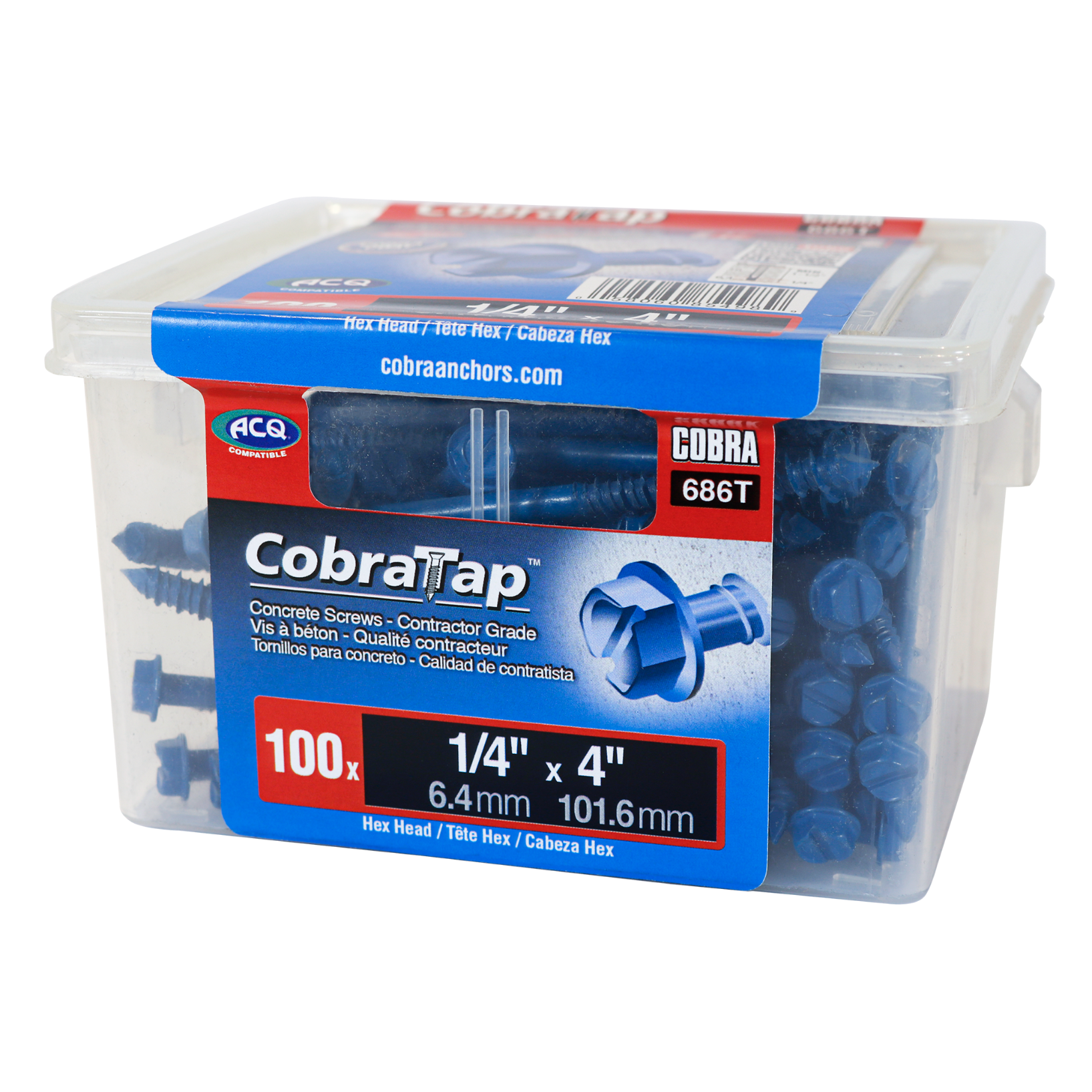 1/4"x4" Hex Head CobraTap Concrete Screws (100/Box)