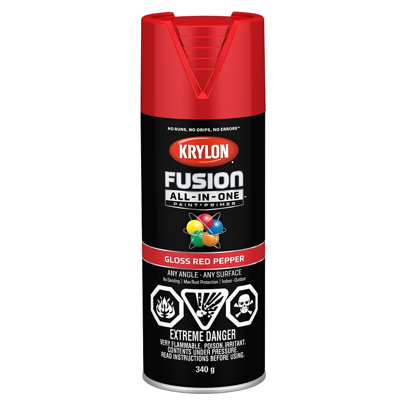 Fusion All-in-One Spray Paint, Gloss Red Pepper 12OZ