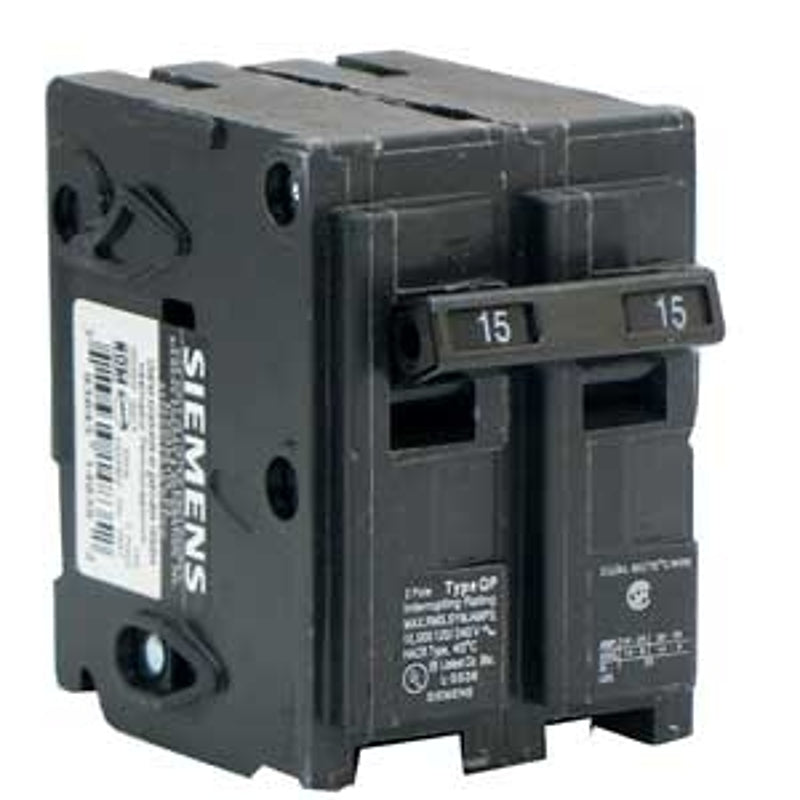 Circuit Breaker, 15 A, 2 -Pole, 120/240 V, Plug Mounting