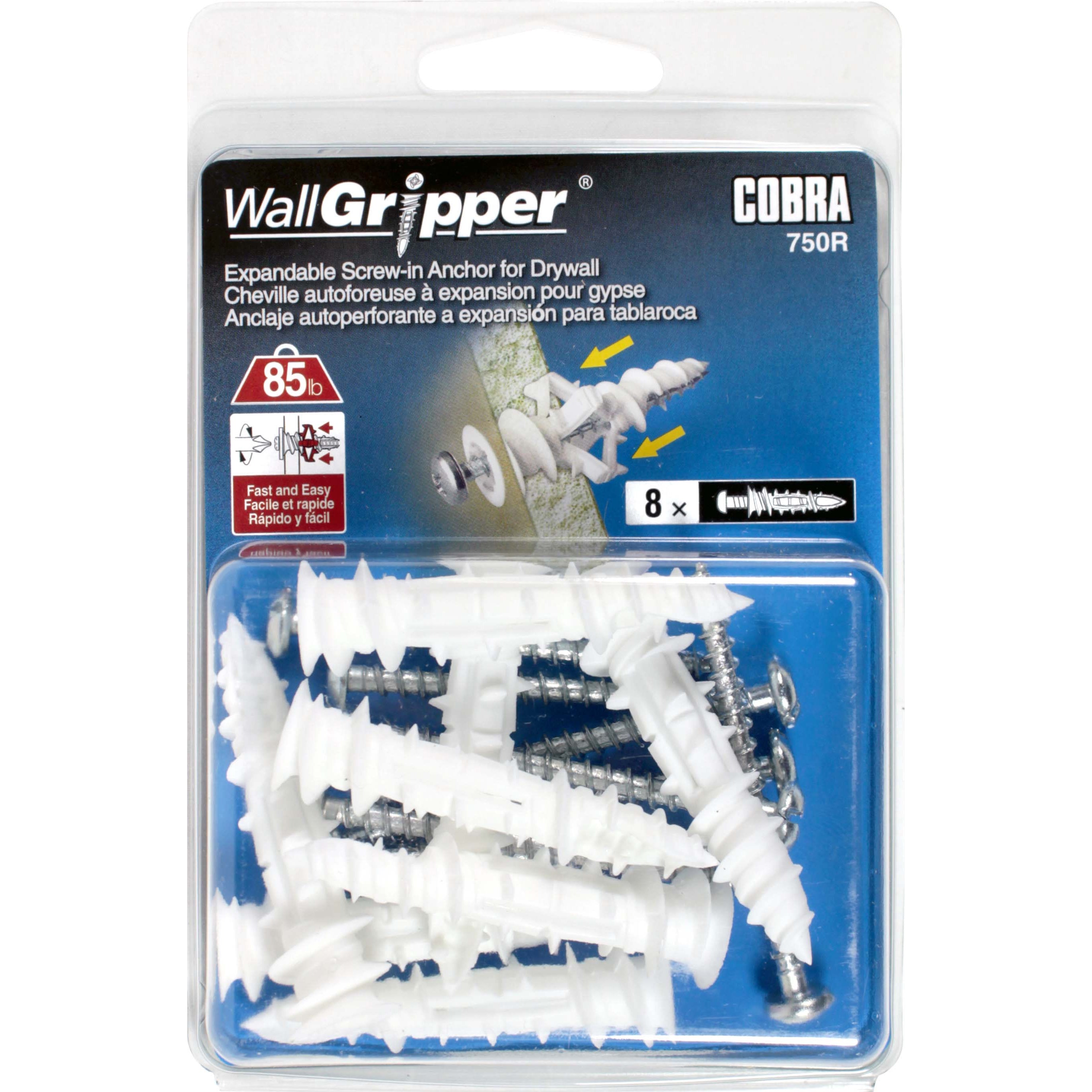 #8 WallGripper Wall Anchor w/ Screw (8 Pack)