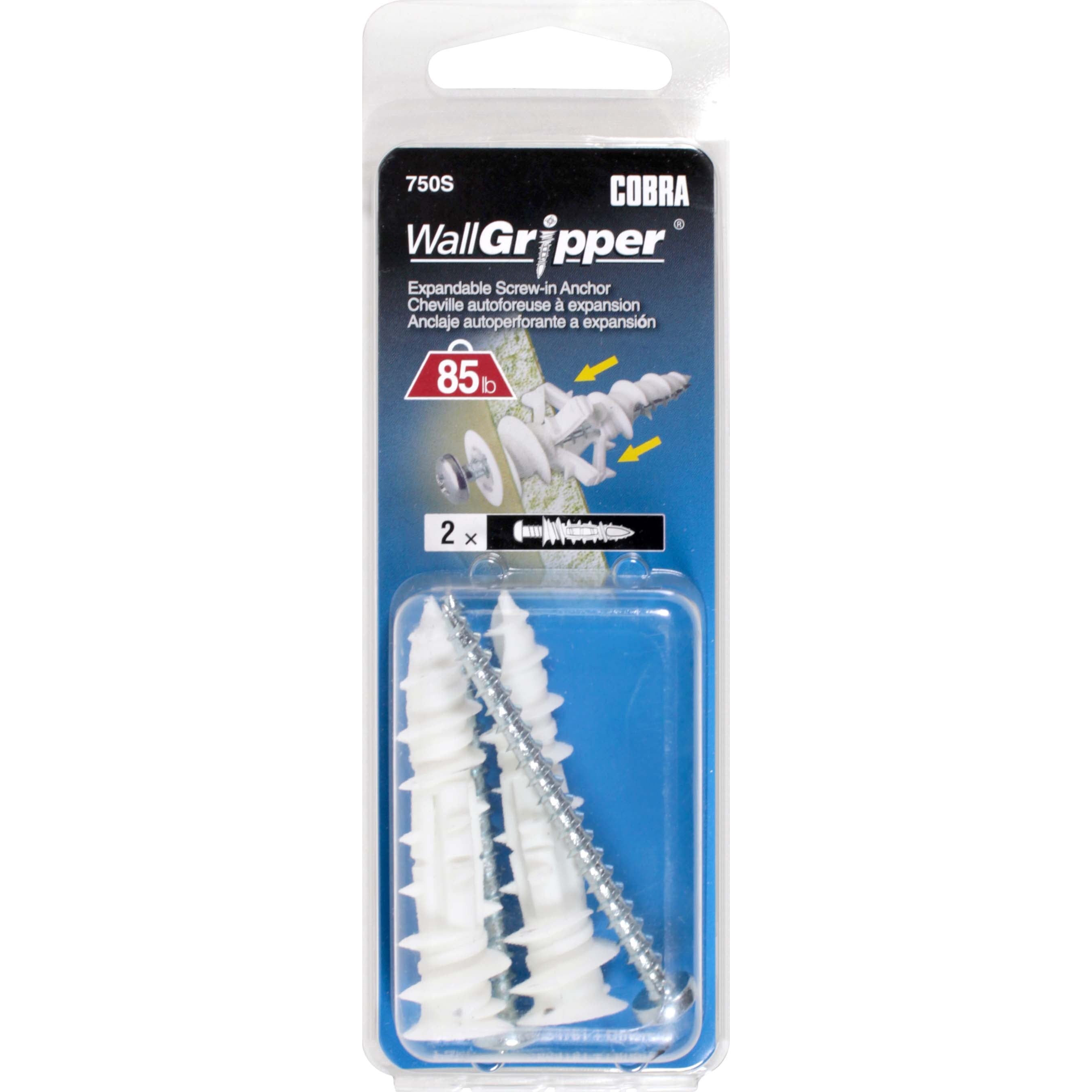 #8 WallGripper Wall Anchor w/ Screw (2 Pack)
