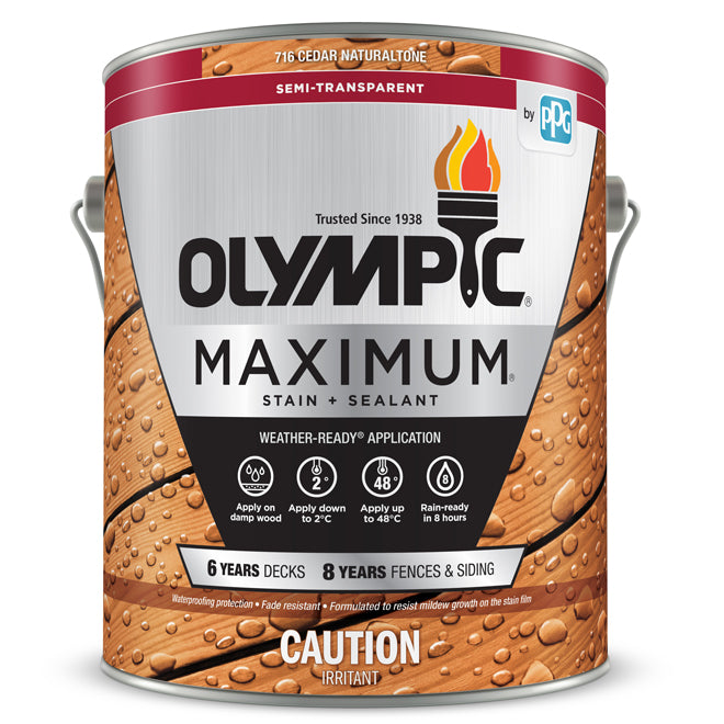 Olympic Stain And Sealant, Semi-Transparent Cedar 3.78L