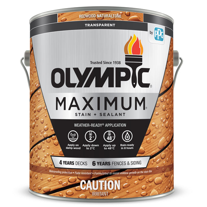 Olympic Stain And Sealant, Semi-Transparent Redwood 3.78L