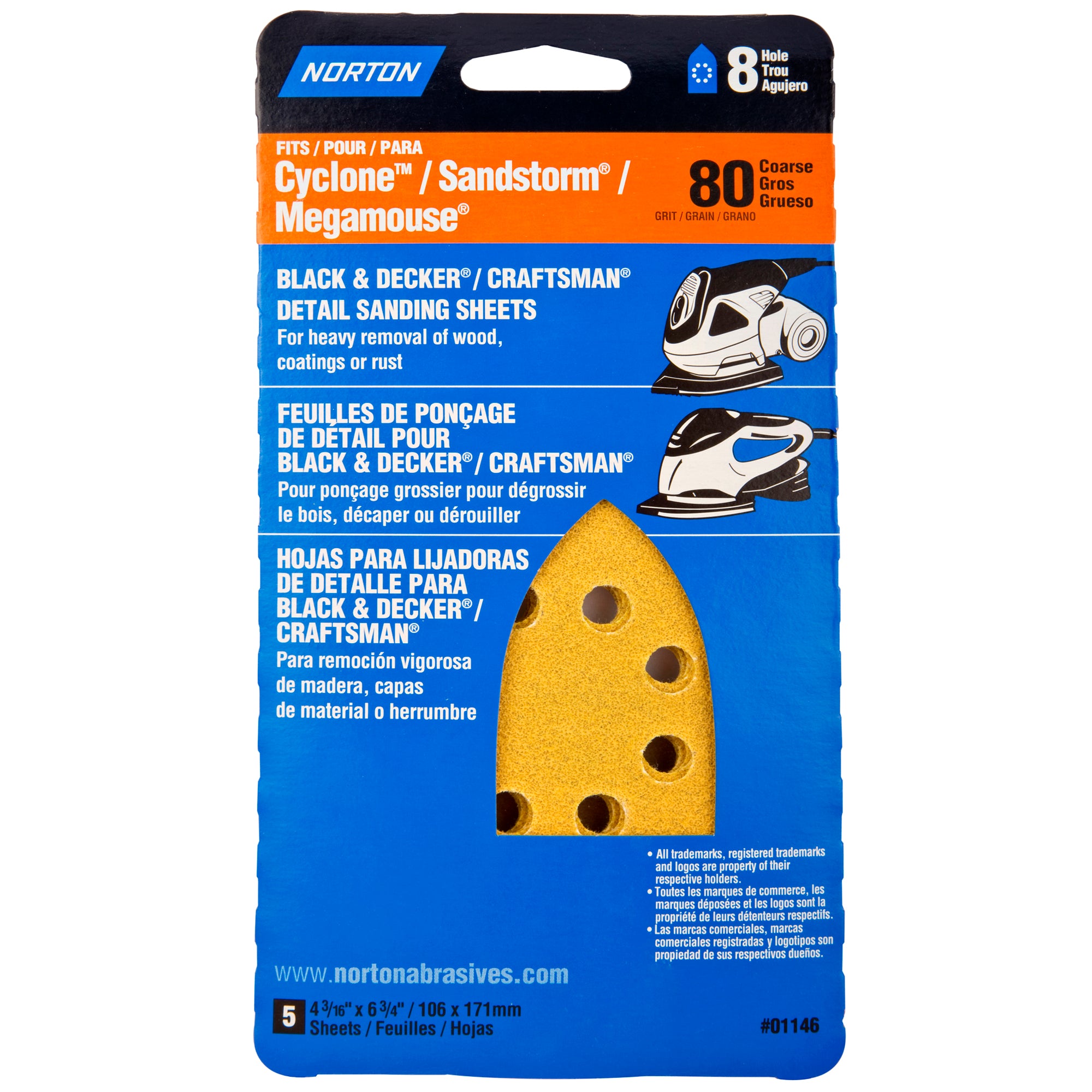 Coarse 80 Grit Detail Iron Shape Hook & Loop