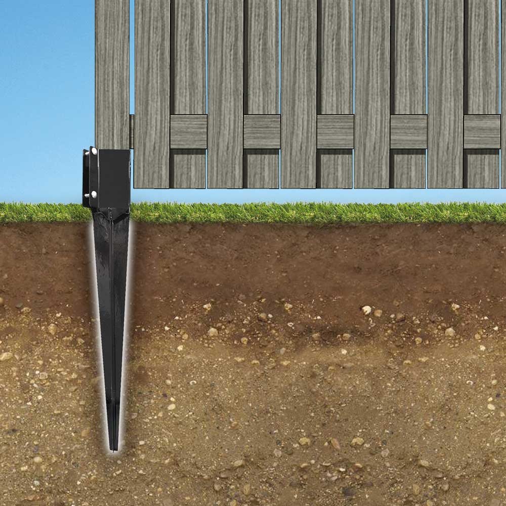4"x4" Ground Spike, Black