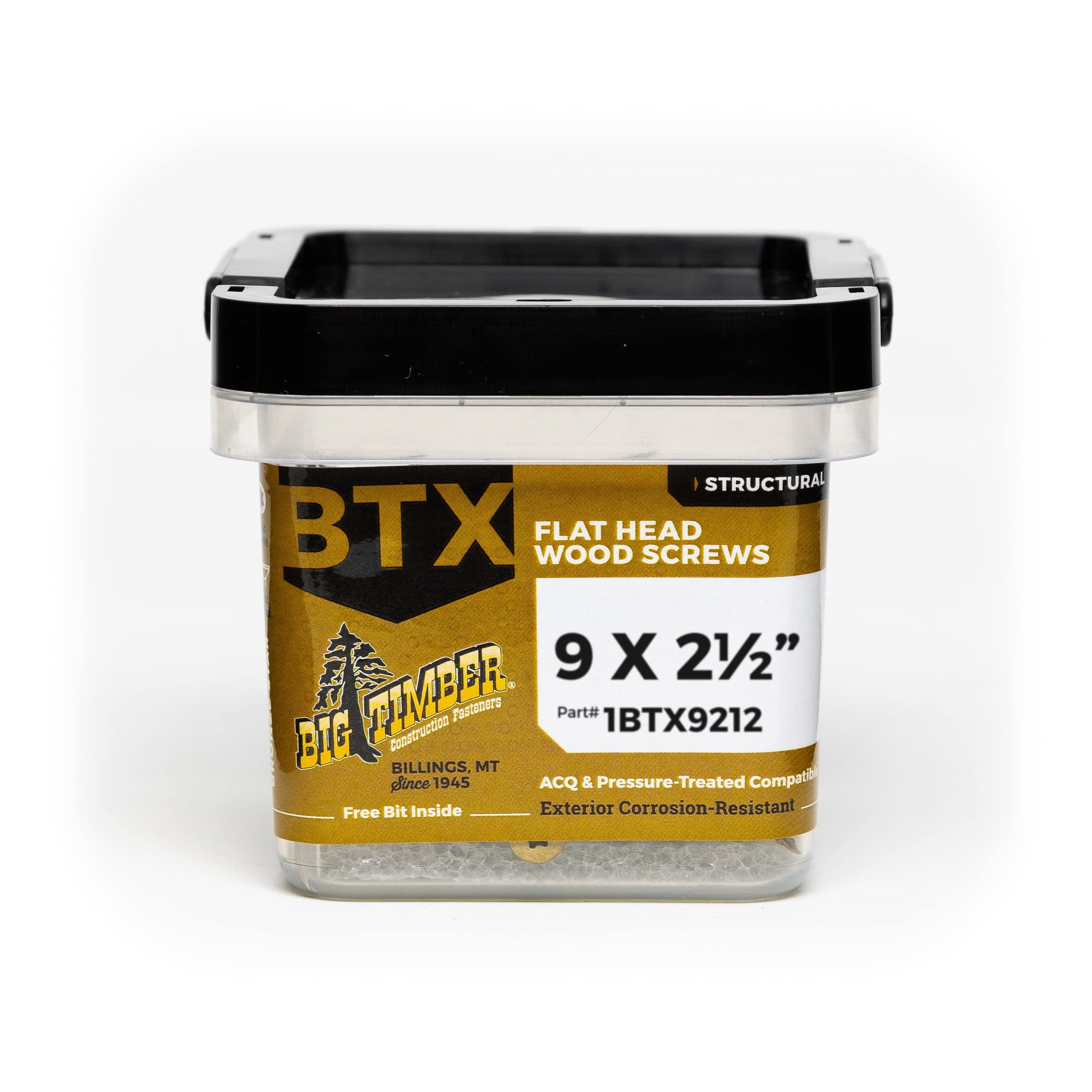 1# Bucket 9 x 2-1/2" Gold Robertson® Flat Head Screw (100/Bucket)