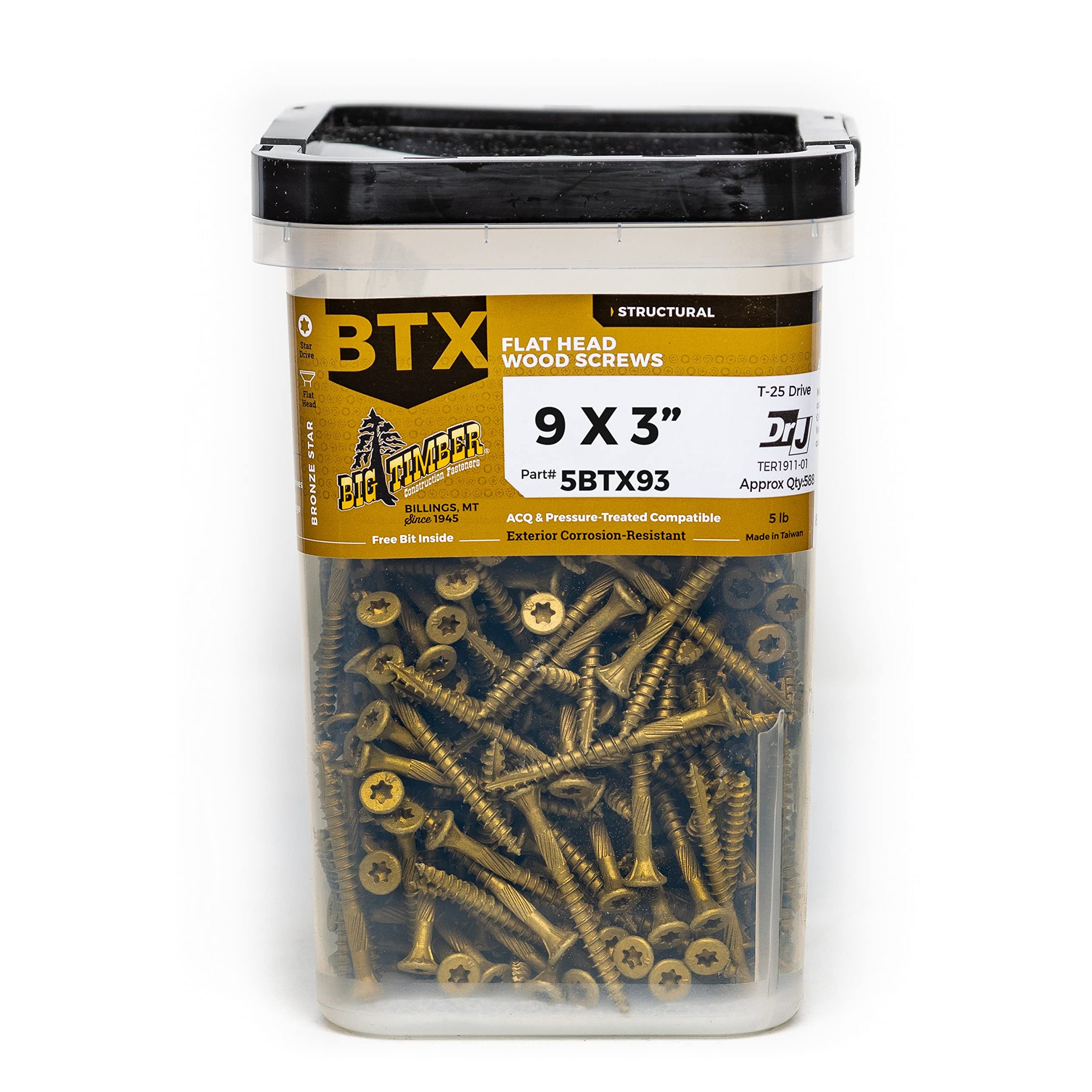 5# Bucket 9 x 3" Bronze Robertson® Flat Head (390/Bucket)