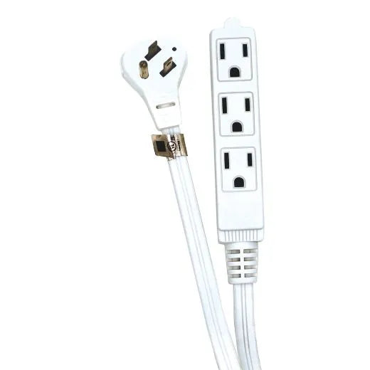 6' Indoor Light Duty Triple Outlet Flat Plug Extension Cord White 16/3