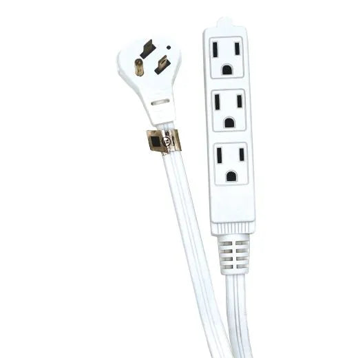 Indoor Light Duty Triple Outlet Flat Plug Extension Cord 6FT White 16/3