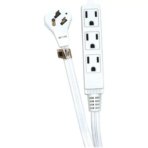Indoor Light Duty Triple Outlet Flat Plug Extension Cord 15FT White 16/3