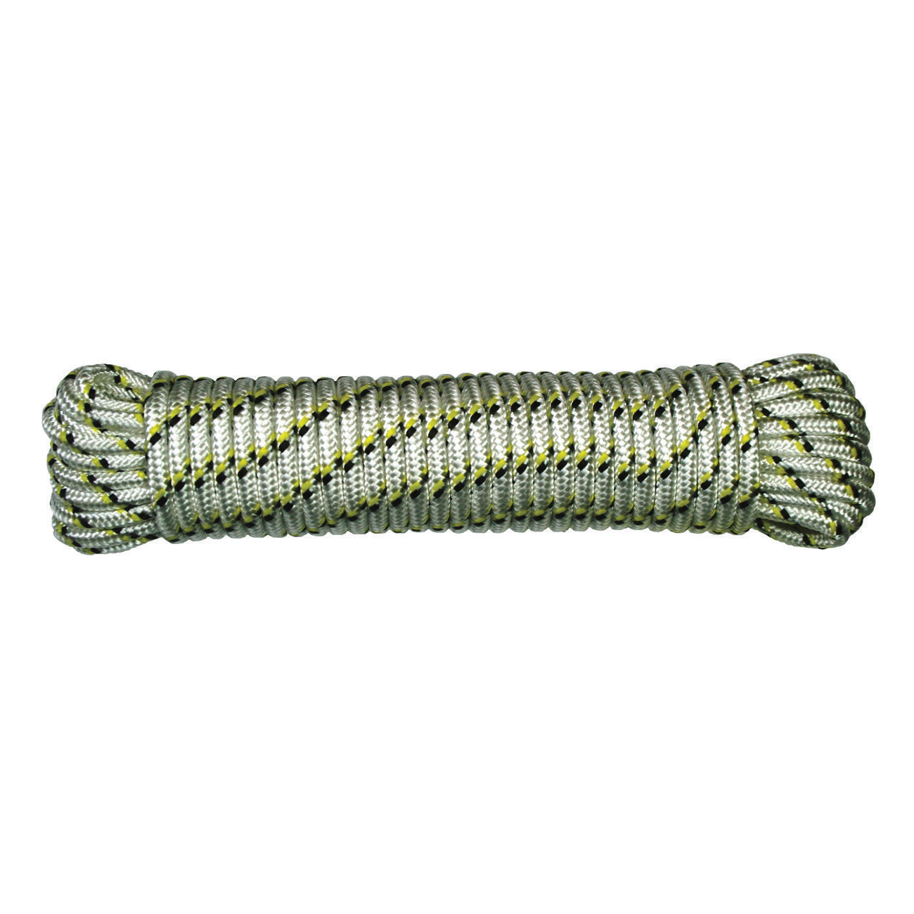 7/32"x50' Braided Rope, White/Yellow