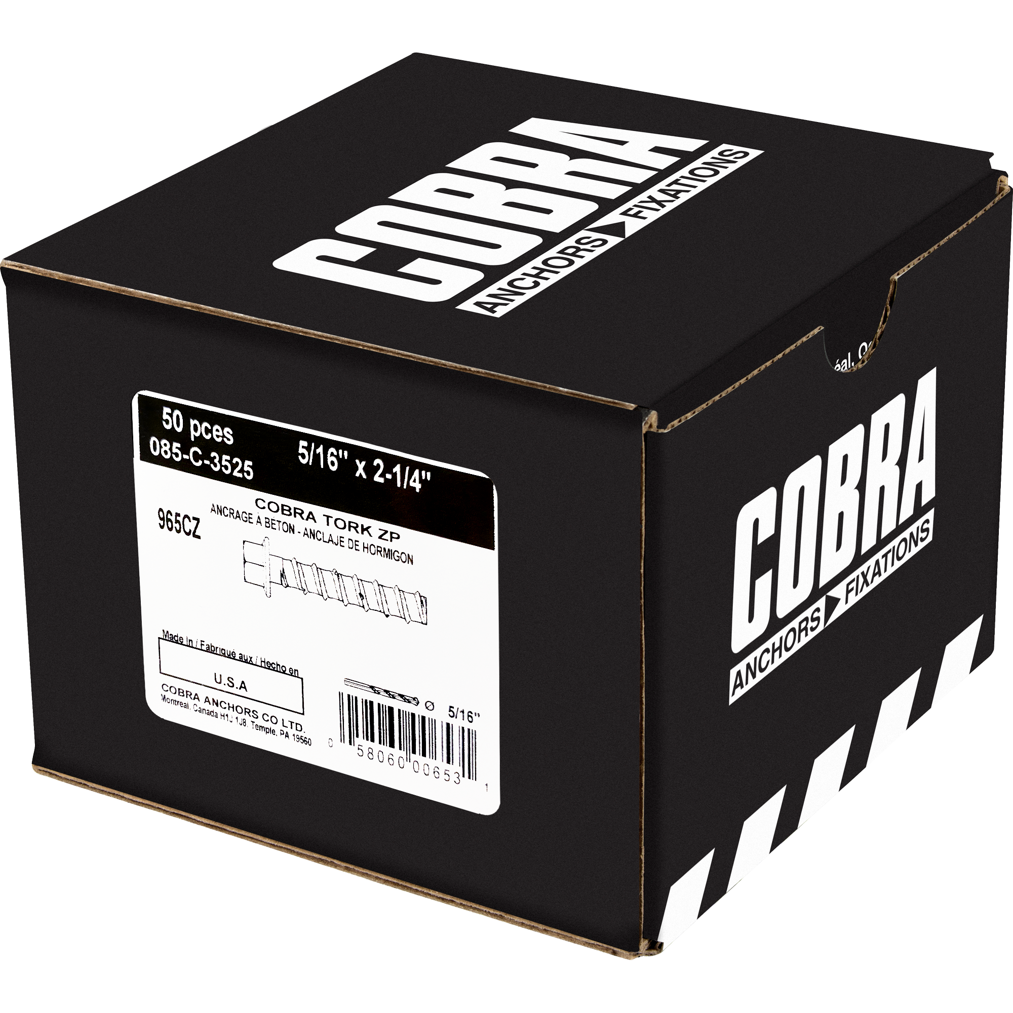 COBRATORK 5/16" X 2 1/4" ZINC PLATED BOXED (X50)