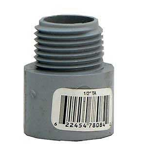 1" PVC Conduit Terminal Adapter, Grey