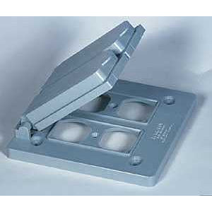 PVC 2 Gang Duplex Receptacle Device Box Cover, Grey