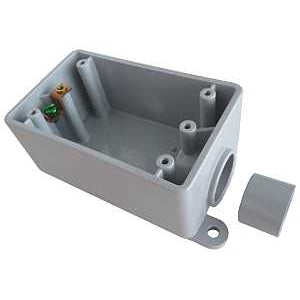 PVC 1 Gang Conduit Device Box w/ 1 Converting Hub, Grey