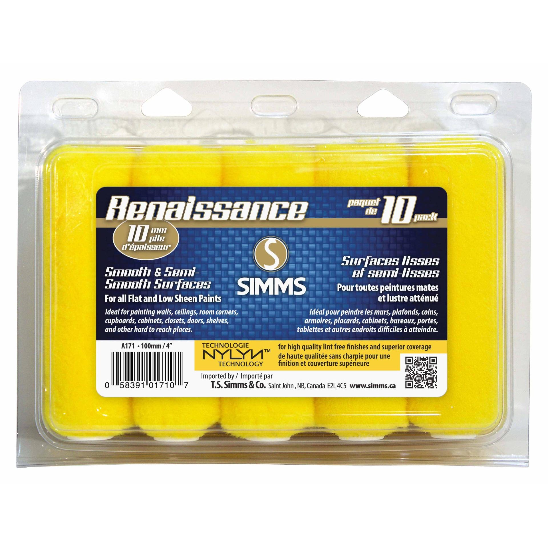 Lint free mini roller cover 100mm x 10mm pile 10pk