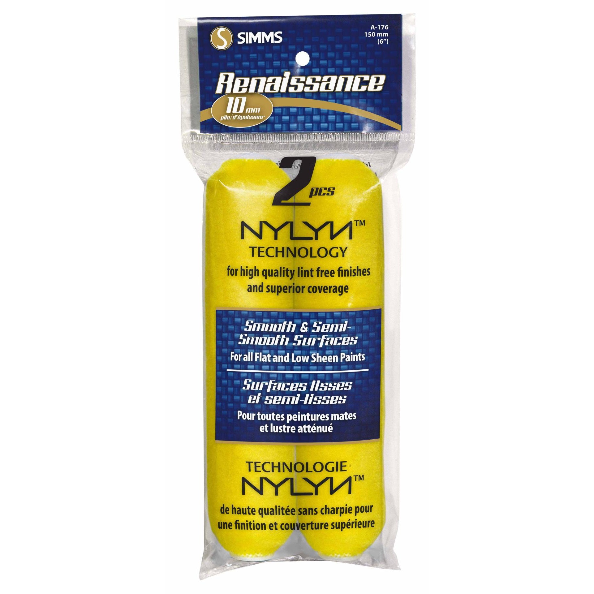 Lint free mini roller cover 150mm x 10mm pile 2pk