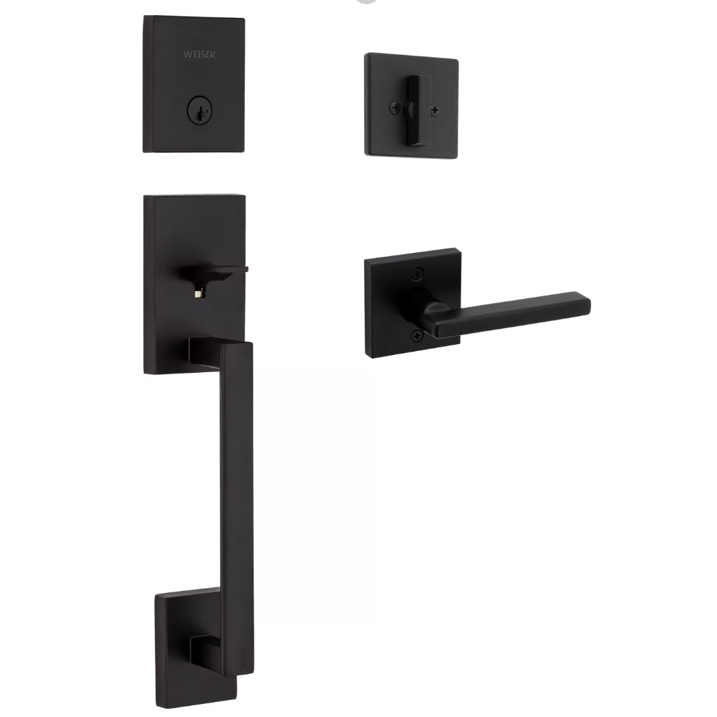 San Clemente Handleset with Halifax Lever, Matte Black