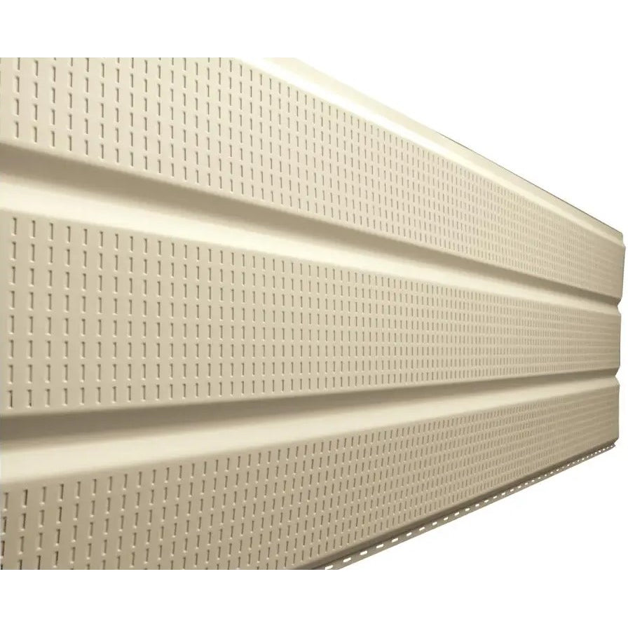 18" Aluminum 3-Panel Soffit-Cross Plain 10', Almond