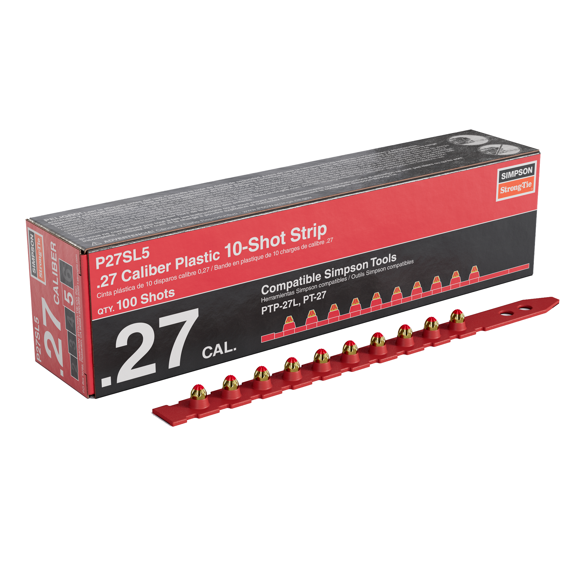 0.27 Caliber P27SL Plastic, 10-Shot Strip Load, Red (100/BX)