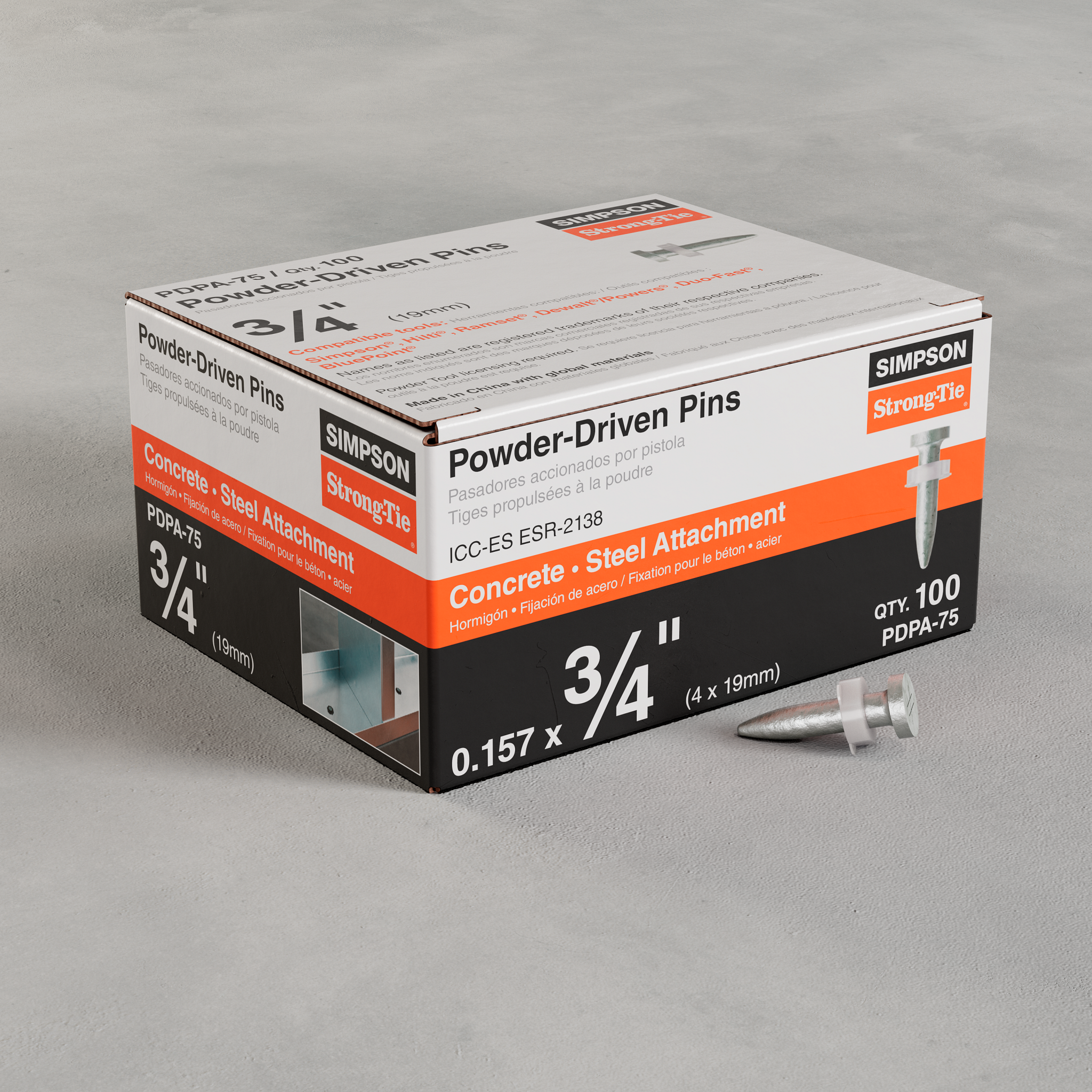 .157"x 3/4" PDPA Powder-Actuated Pin (100/BX)