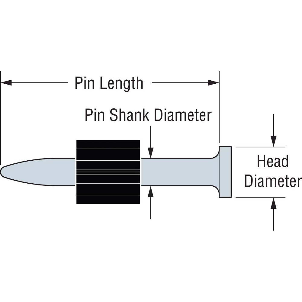 .157"x2-1/2" PDPA Powder-Actuated Pin (100/BX)