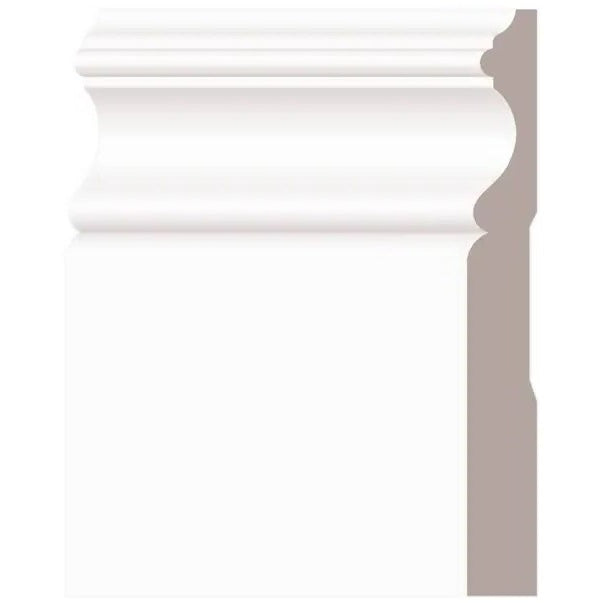 5/8" x 5-1/4" Colonial Primed Finger Jointed Poplar Baseboard Moulding, by Linear Foot