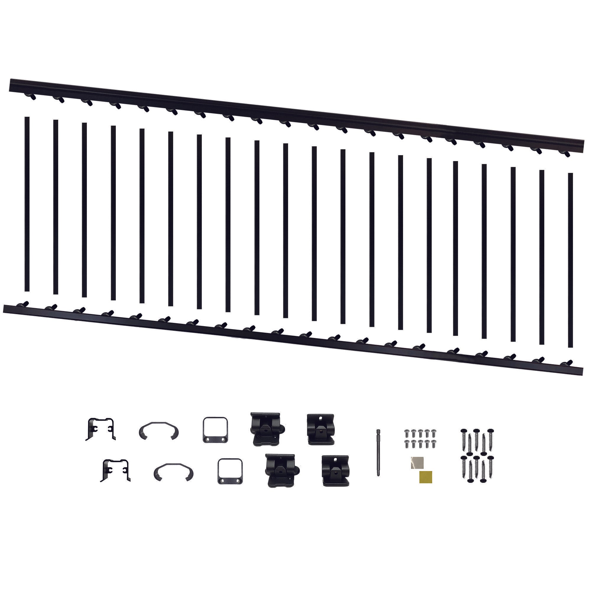 8′ Long x 36″ High Black Aluminum Stair Railing Kit