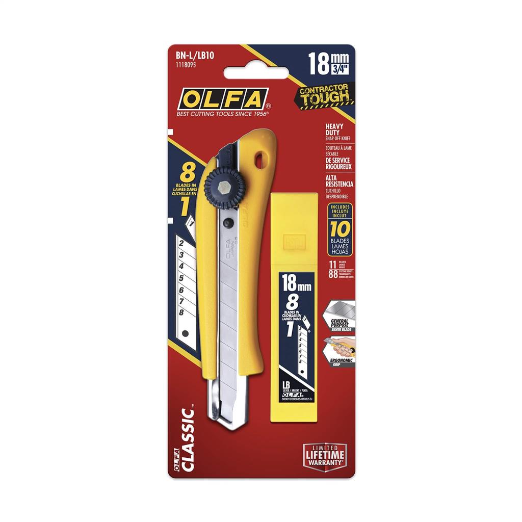 18mm Heavy-Duty Ratchet Lock Snap-Off Utility Knife with 10-Blade Combo Set