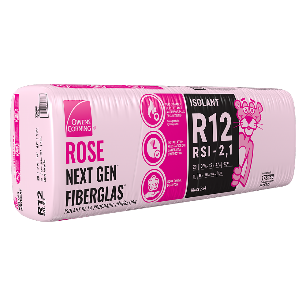R-12 PINK NEXT GEN FIBERGLAS Insulation 15-inch x 47-inch x 3.5-inch (97.9 sq.ft.)
