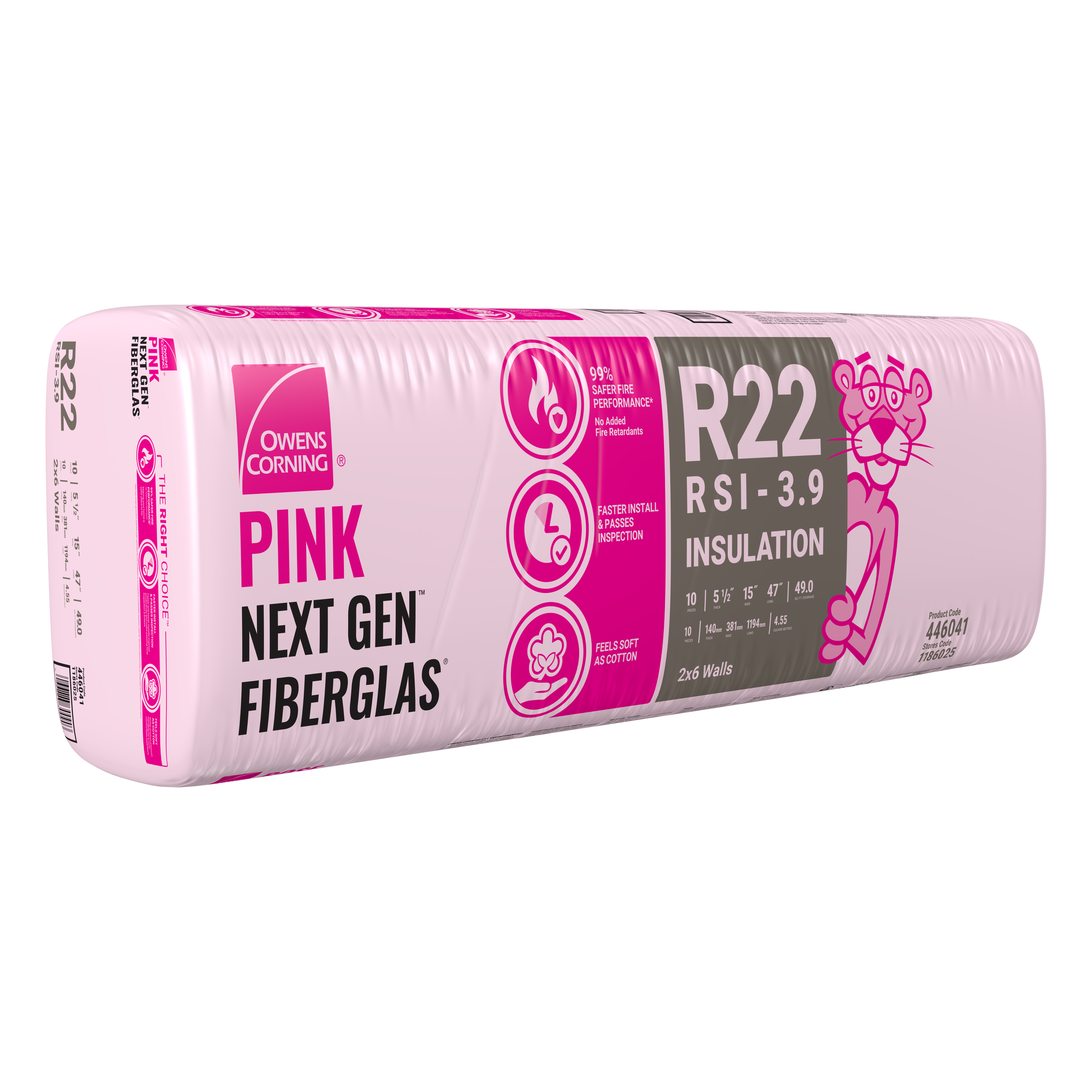 R-22 PINK NEXT GEN FIBERGLAS Insulation 15-inch x 47-inch x 5.5-inch (49.0 sq.ft.)